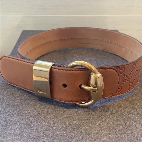 100% Gucci belt leather gold hardware size 32” - Picture 3 of 8